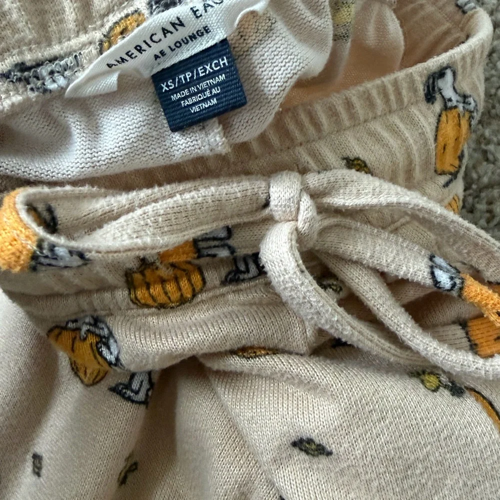 American Eagle Outfitters Snoopy Pumpkin Pajama Set - Cream and Orange - Picture 3 of 4